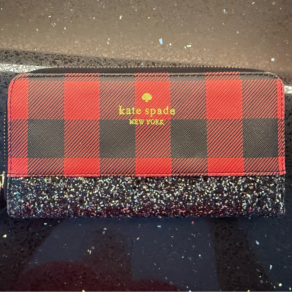 Kate Spade Red and Black Checkered Wallet